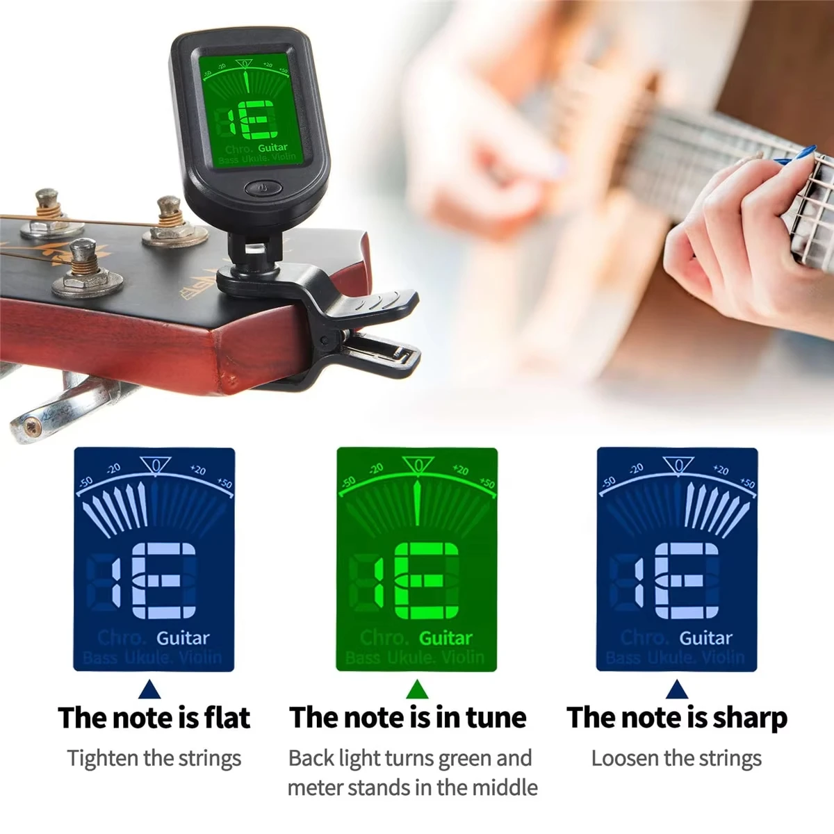 13-Piece Guitar Accessory Kit with Capo, Clip-On Tuner and Picks - Image 4